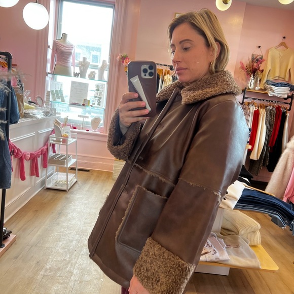 Women’s Brown Shearling Coat - Picture 2 of 10